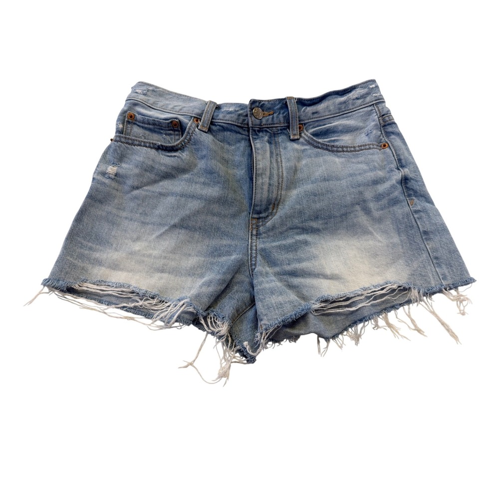 DAZE Denim Light Wash High Waisted Cut Off Frayed Hem Jean Shorts